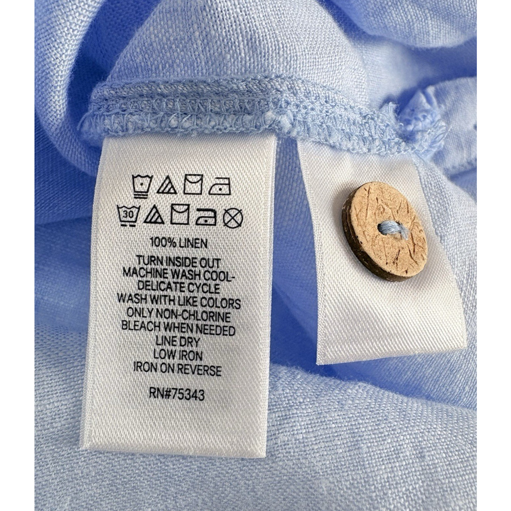 Cynthia Rowley 100% Linen Boxy Blouse Top Light Blue Short Sleeve Beachy Medium - Picture 6 of 9